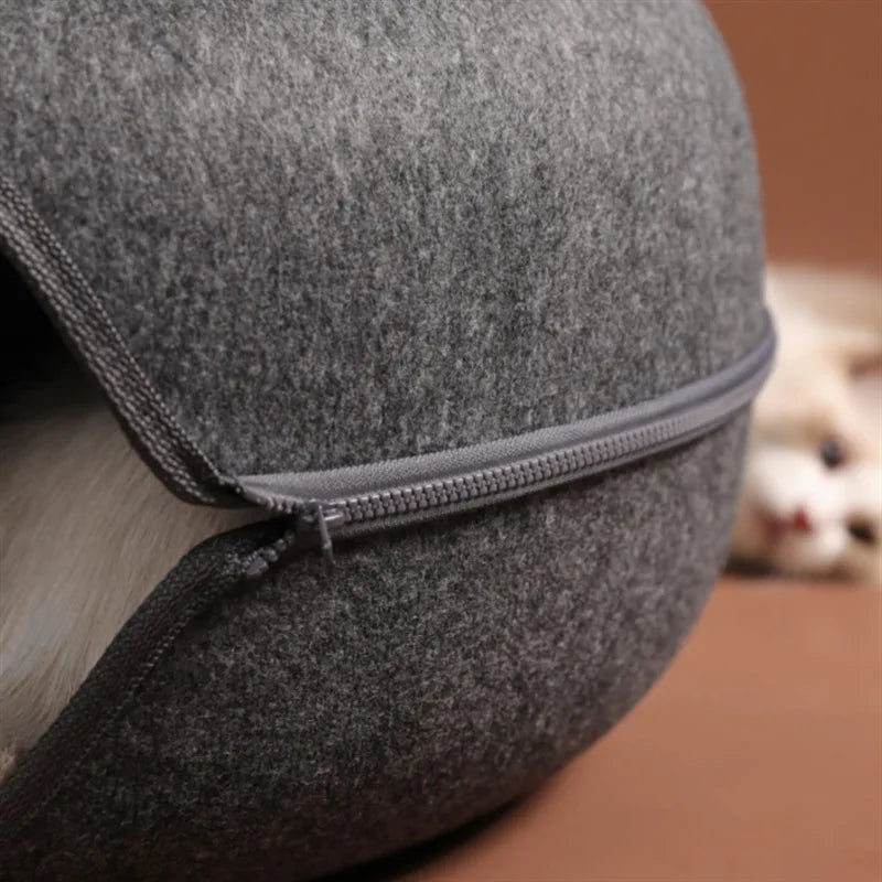 Donut Cat Tunnel Bed Pets House Natural Felt Pet Cat Cave Interactive Toys round Wool Felt Pet Bed Cat Training Toy Cat House