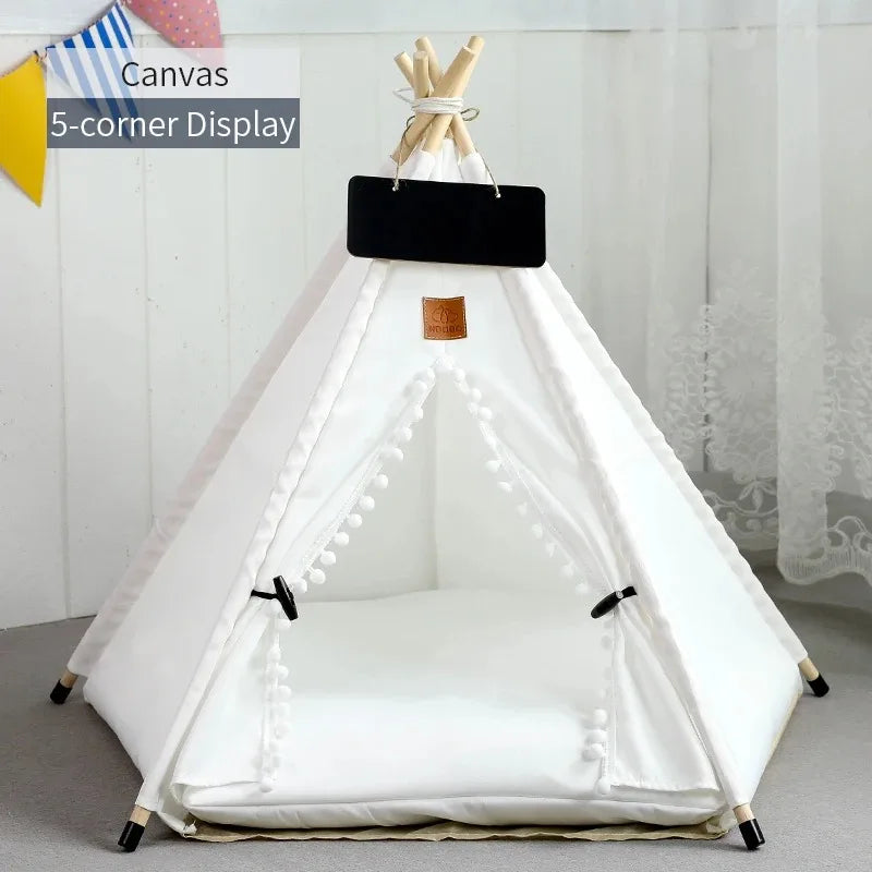 Pet Tent Portable Dog Houses Warm Plush Side Anti-Slip Base with Cushion for Small to Medium Dog & Cats Puppies House Removable