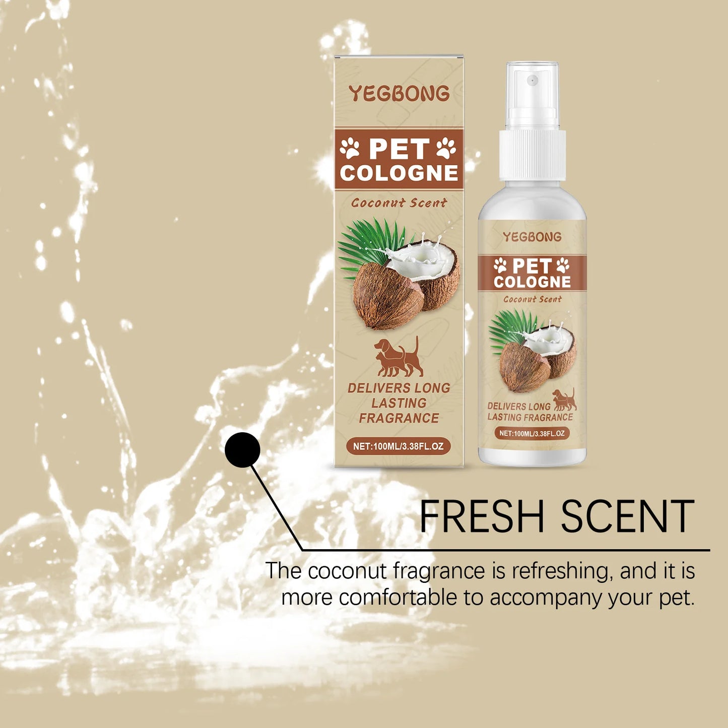 100Ml Coconut Scent Pet Odor Eliminator Spray Natural Formula Neutralize Urine Odors Freshen Indoor Air for Dogs Cats