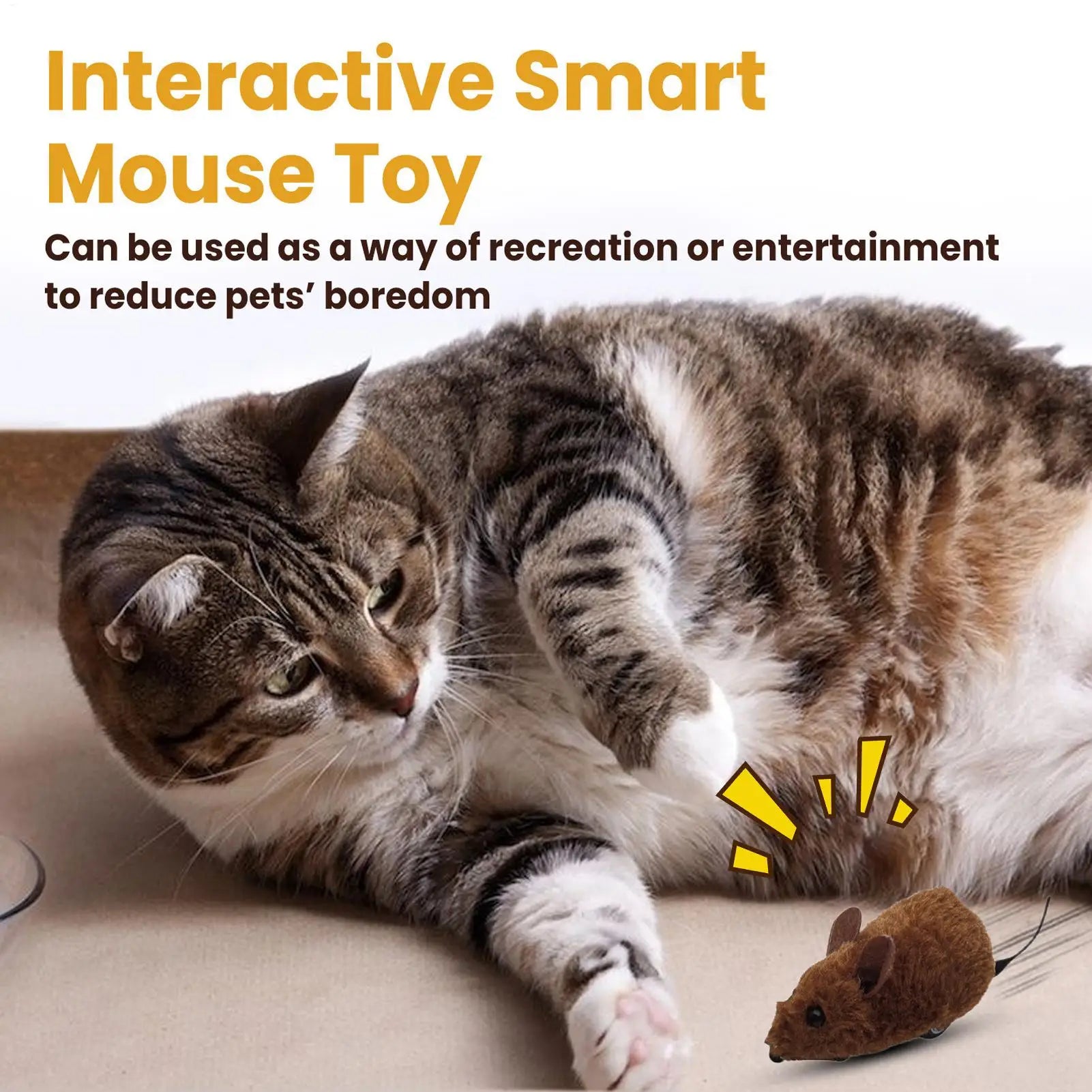 Moving Mice Cat Toy Automatic Squeaky Interactive Kitten Toys Stimulating Cat Moving Mice with Squeaky Sound for Exercise