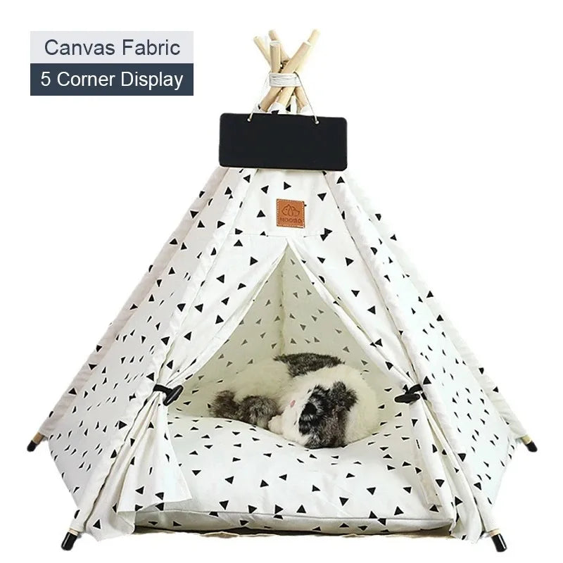 Pet Tent Portable Dog Houses Warm Plush Side Anti-Slip Base with Cushion for Small to Medium Dog & Cats Puppies House Removable