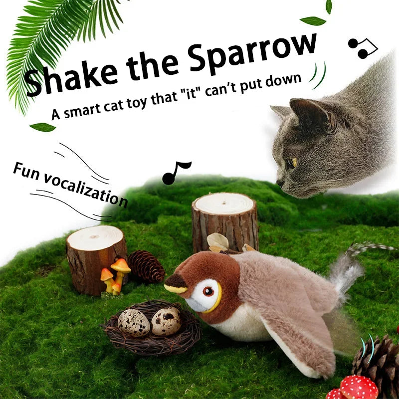 Xiaomi Interactive Cat Toys Rechargeable Flying Bird Rat Cat Toy Chirping Flapping Bird Can Add Catnip Touch Activated Plush Toy