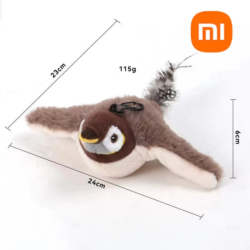 Xiaomi Interactive Cat Toys Rechargeable Flying Bird Rat Cat Toy Chirping Flapping Bird Can Add Catnip Touch Activated Plush Toy