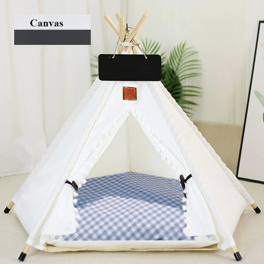 Pet Tent Portable Dog Houses Warm Plush Side Anti-Slip Base with Cushion for Small to Medium Dog & Cats Puppies House Removable