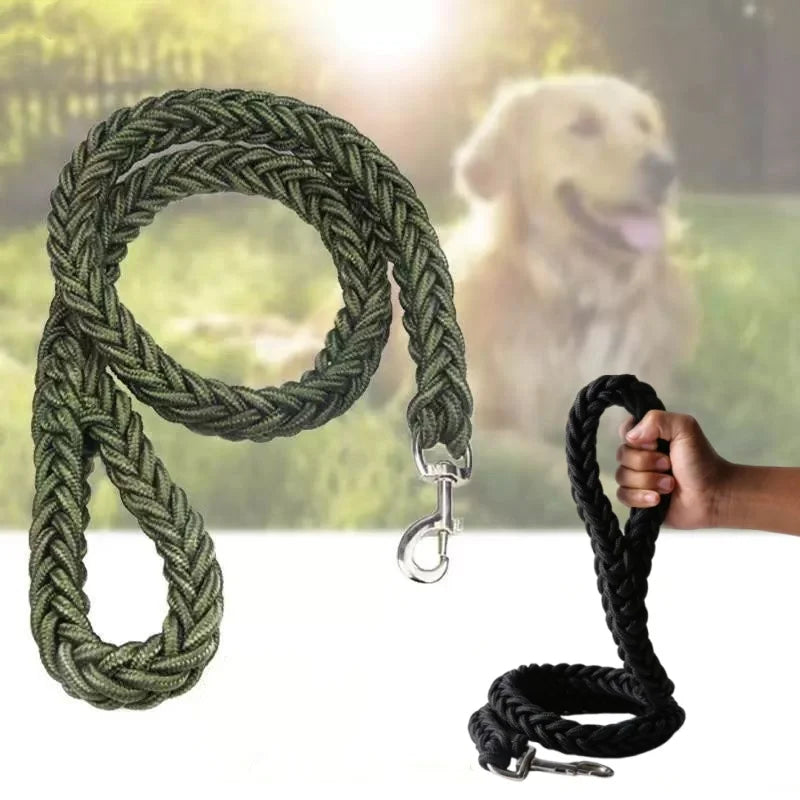 Large Dog Leash Nylon Braided Traction Rope Pet Walking Thick Hand Rope for Bulldog Rottweiler Hound Dogs Accessories