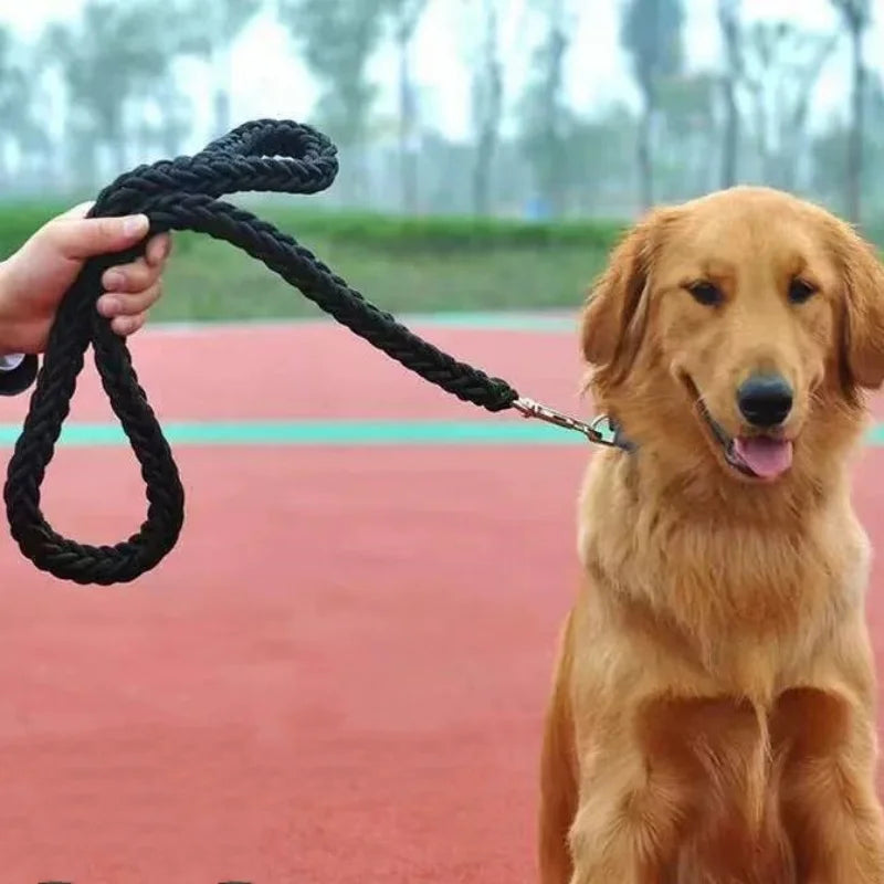 Large Dog Leash Nylon Braided Traction Rope Pet Walking Thick Hand Rope for Bulldog Rottweiler Hound Dogs Accessories