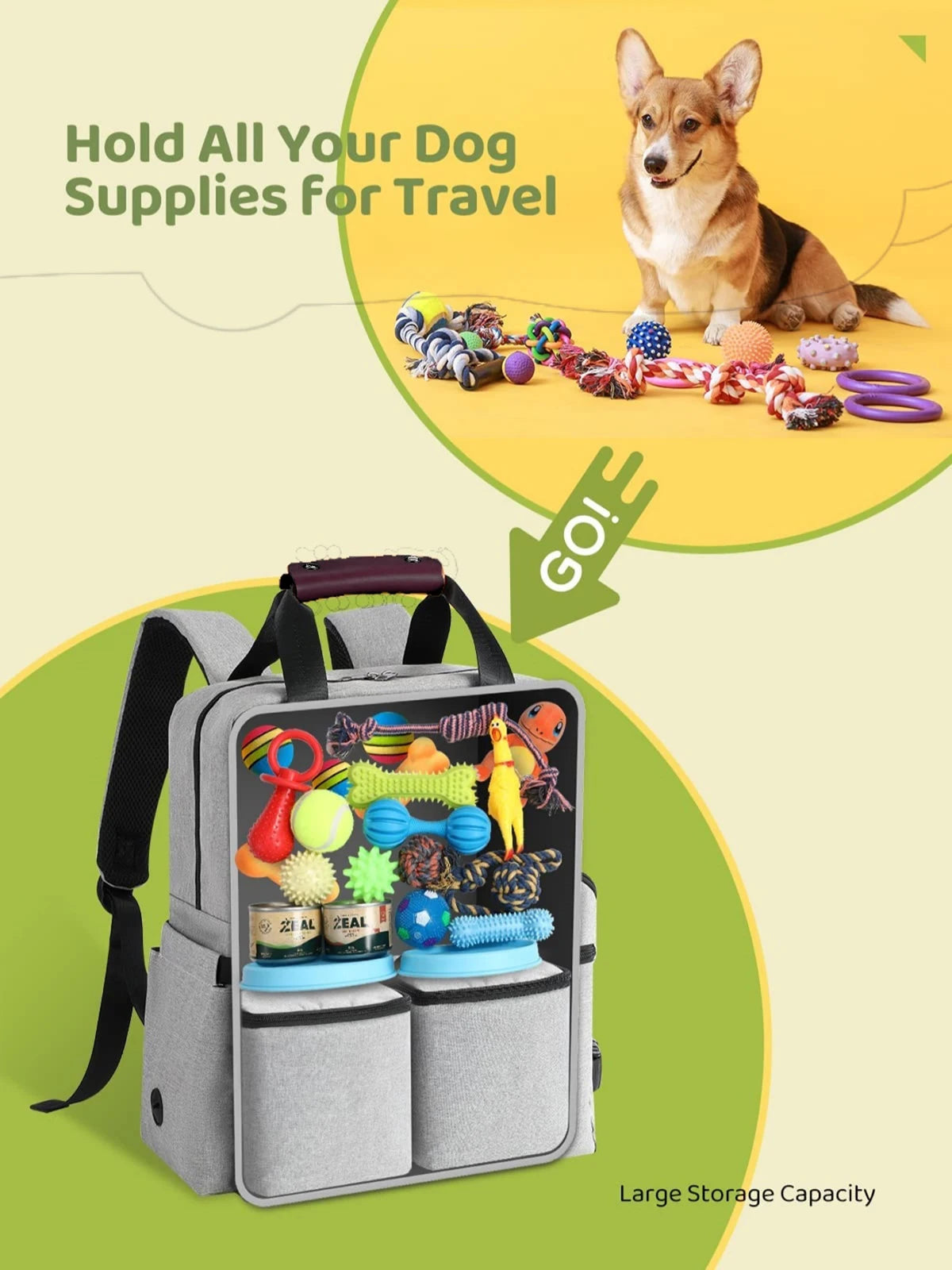 4 Set Dog Travel Bag Multi-Function Pet Organizer Backpack Cat Dogs Outdoor Camping Food Large Capacity Storage Tote Bags