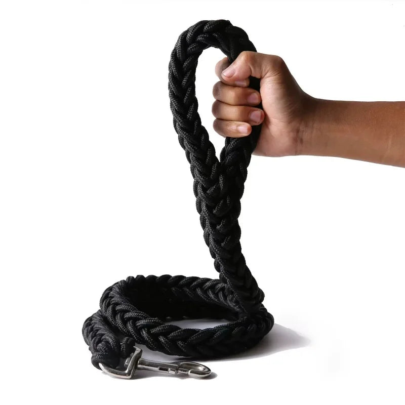 Large Dog Leash Nylon Braided Traction Rope Pet Walking Thick Hand Rope for Bulldog Rottweiler Hound Dogs Accessories