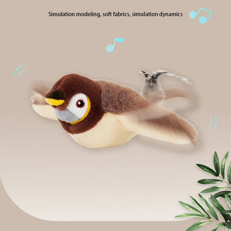 Xiaomi Interactive Cat Toys Rechargeable Flying Bird Rat Cat Toy Chirping Flapping Bird Can Add Catnip Touch Activated Plush Toy