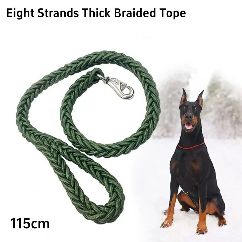 Large Dog Leash Nylon Braided Traction Rope Pet Walking Thick Hand Rope for Bulldog Rottweiler Hound Dogs Accessories