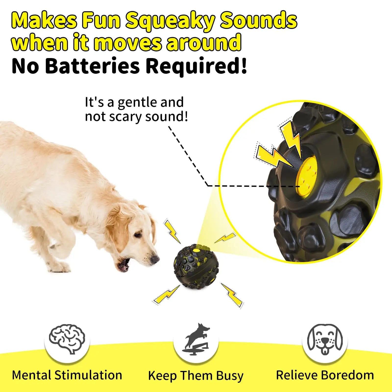 Dog Ball for Aggressive Chewers Interactive Dog Toy Balls Fun Squeaky Sound Durable for Small Medium Large Breeds Pet Chew Toys