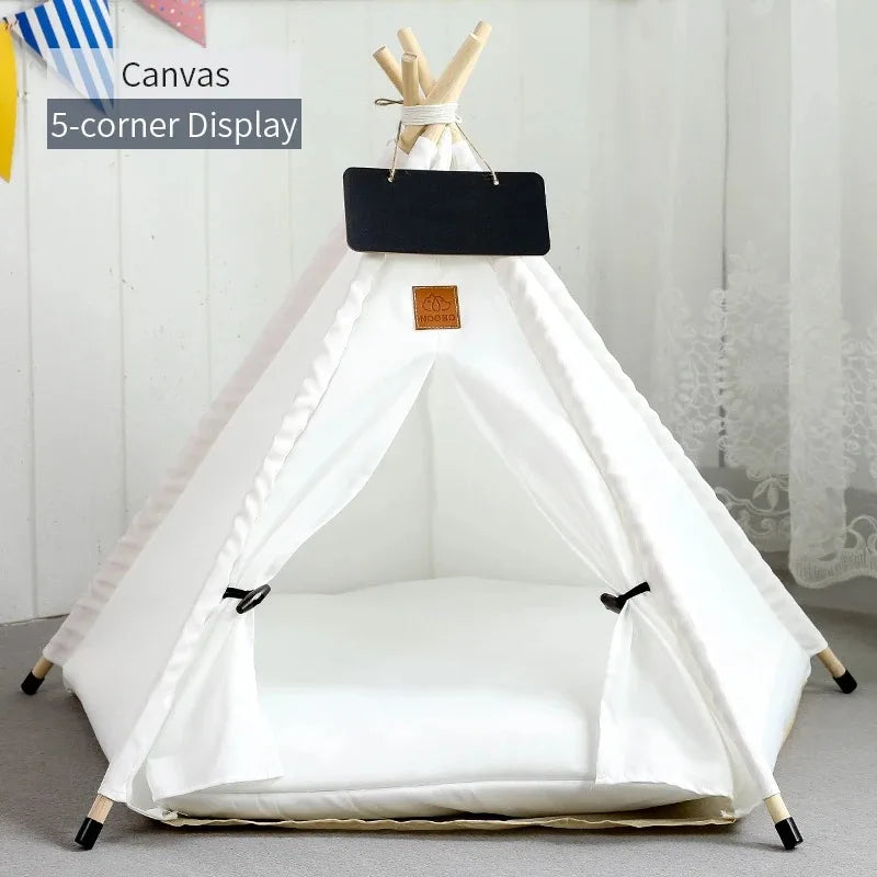 Pet Tent Portable Dog Houses Warm Plush Side Anti-Slip Base with Cushion for Small to Medium Dog & Cats Puppies House Removable