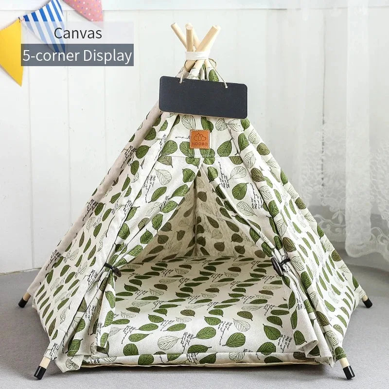 Pet Tent Portable Dog Houses Warm Plush Side Anti-Slip Base with Cushion for Small to Medium Dog & Cats Puppies House Removable