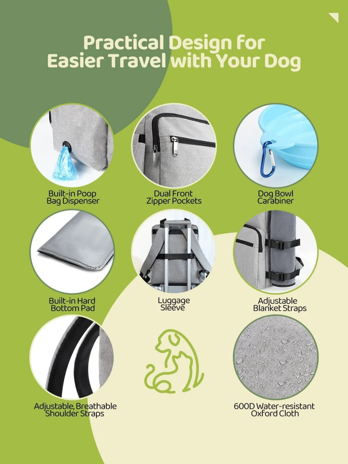4 Set Dog Travel Bag Multi-Function Pet Organizer Backpack Cat Dogs Outdoor Camping Food Large Capacity Storage Tote Bags