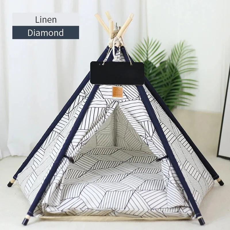 Pet Tent Portable Dog Houses Warm Plush Side Anti-Slip Base with Cushion for Small to Medium Dog & Cats Puppies House Removable
