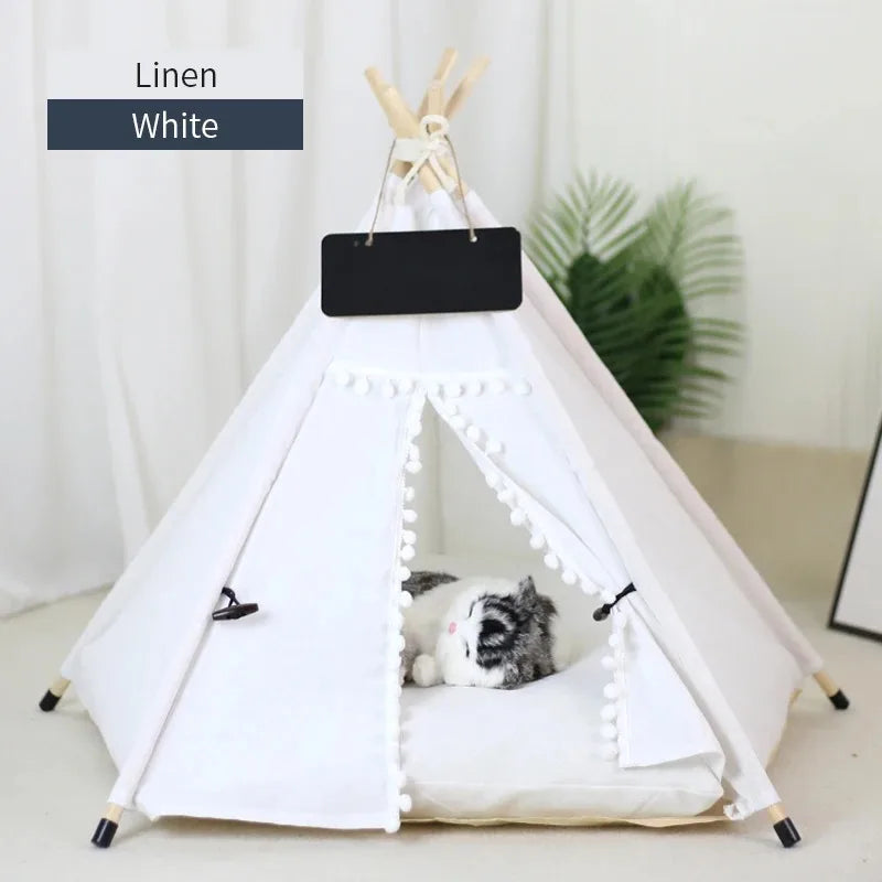 Pet Tent Portable Dog Houses Warm Plush Side Anti-Slip Base with Cushion for Small to Medium Dog & Cats Puppies House Removable