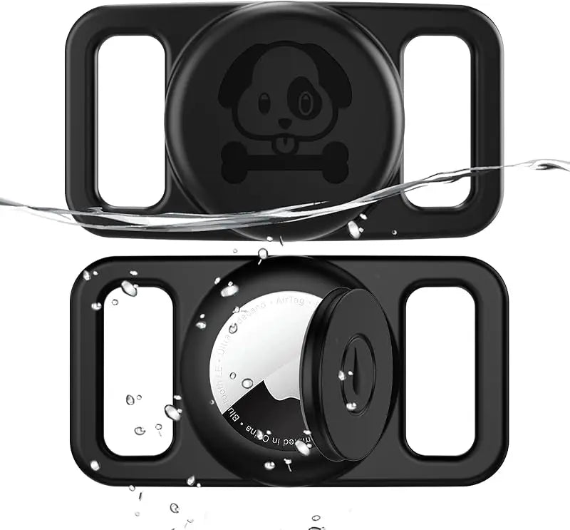 Airtag Dog Collar Holder 2 Pack Waterproof Silicone Hidden Loop Anti-Lost Tracker Accessory