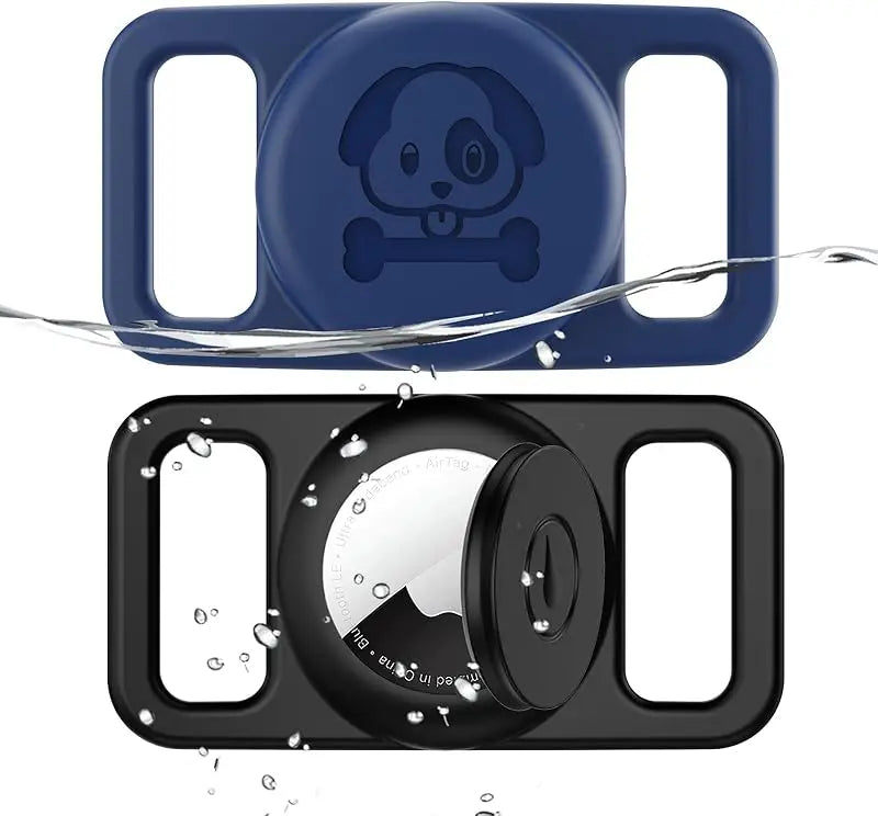 Airtag Dog Collar Holder 2 Pack Waterproof Silicone Hidden Loop Anti-Lost Tracker Accessory