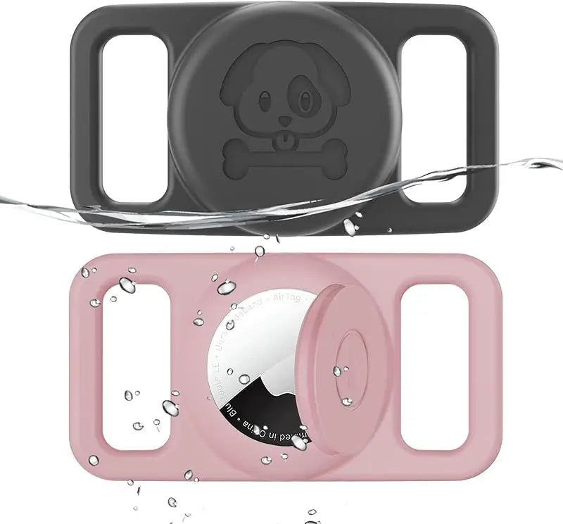 Airtag Dog Collar Holder 2 Pack Waterproof Silicone Hidden Loop Anti-Lost Tracker Accessory