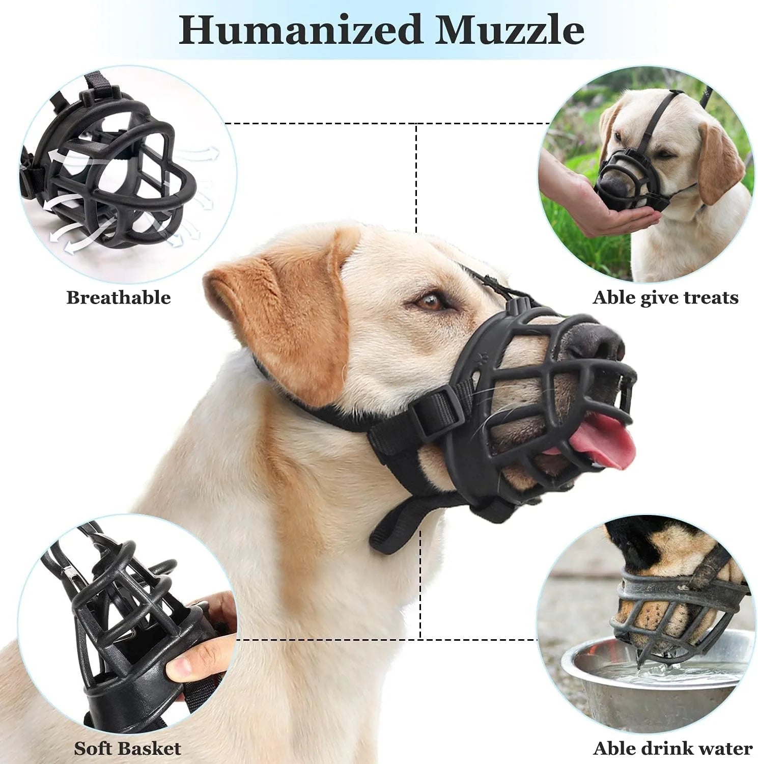 Soft Silicone Big Dog Muzzle Anti-Biting Adjustable Muzzles Dogs Harness for Small Medium Large Doberman Bulldog Collar Supplies
