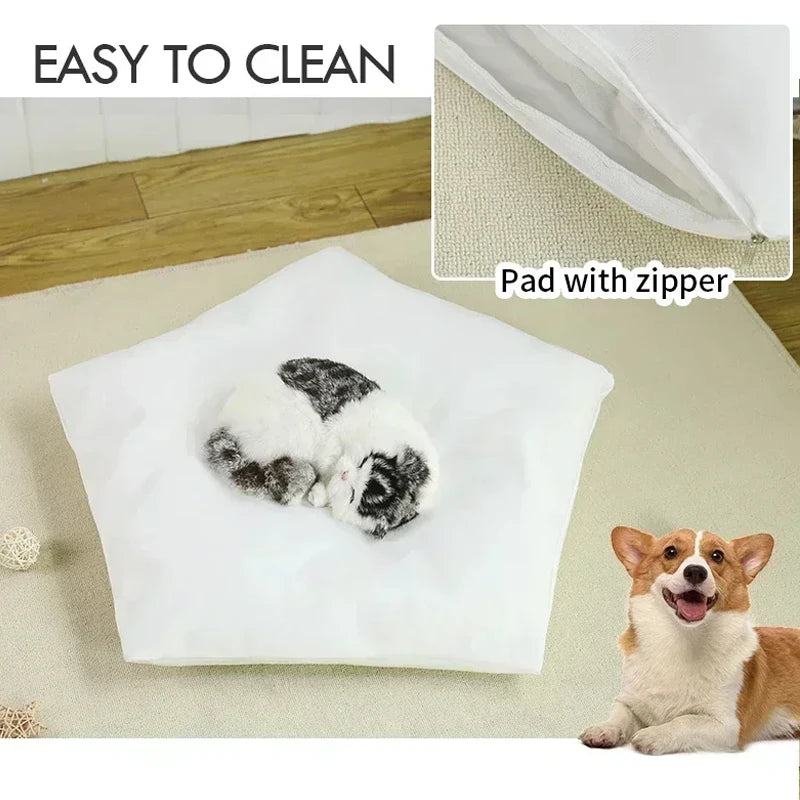 Pet Tent Portable Dog Houses Warm Plush Side Anti-Slip Base with Cushion for Small to Medium Dog & Cats Puppies House Removable