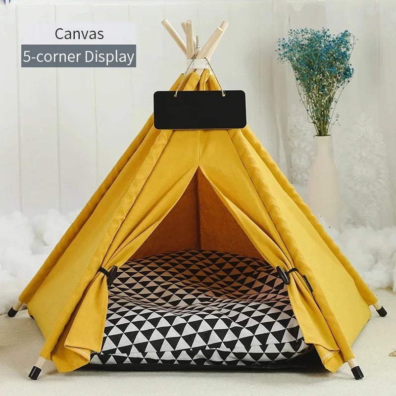 Pet Tent Portable Dog Houses Warm Plush Side Anti-Slip Base with Cushion for Small to Medium Dog & Cats Puppies House Removable