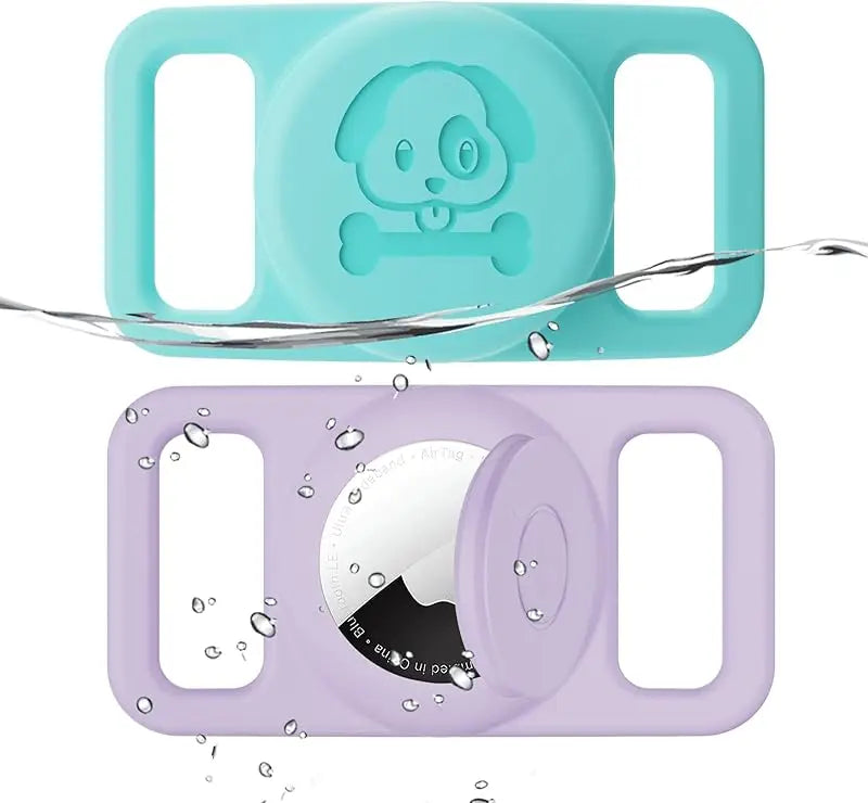 Airtag Dog Collar Holder 2 Pack Waterproof Silicone Hidden Loop Anti-Lost Tracker Accessory