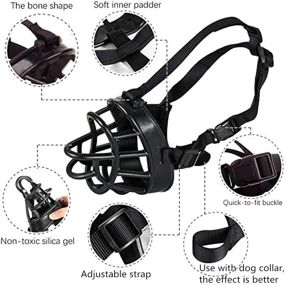 Soft Silicone Big Dog Muzzle Anti-Biting Adjustable Muzzles Dogs Harness for Small Medium Large Doberman Bulldog Collar Supplies