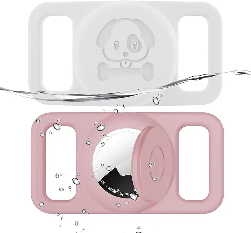 Airtag Dog Collar Holder 2 Pack Waterproof Silicone Hidden Loop Anti-Lost Tracker Accessory