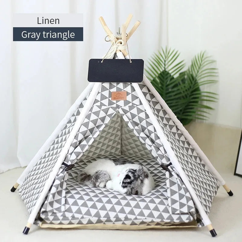Pet Tent Portable Dog Houses Warm Plush Side Anti-Slip Base with Cushion for Small to Medium Dog & Cats Puppies House Removable