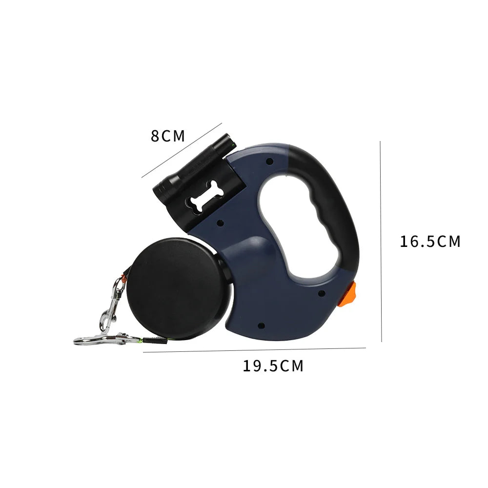Ultimate Retractable Dual Dog Leash with LED Light - Tangle-Free 360° Swivel & Independent Braking with Reflective 3M Leads