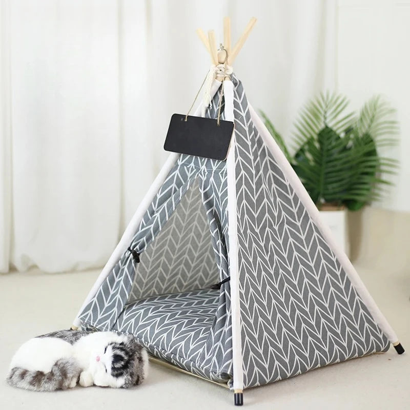 Pet Tent Portable Dog Houses Warm Plush Side Anti-Slip Base with Cushion for Small to Medium Dog & Cats Puppies House Removable
