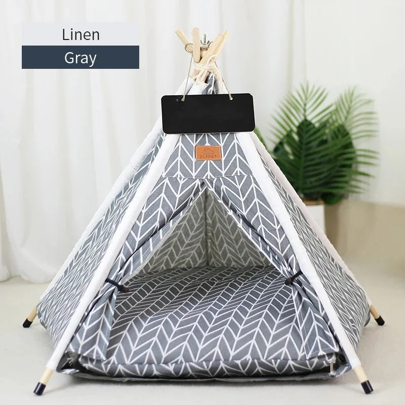 Pet Tent Portable Dog Houses Warm Plush Side Anti-Slip Base with Cushion for Small to Medium Dog & Cats Puppies House Removable