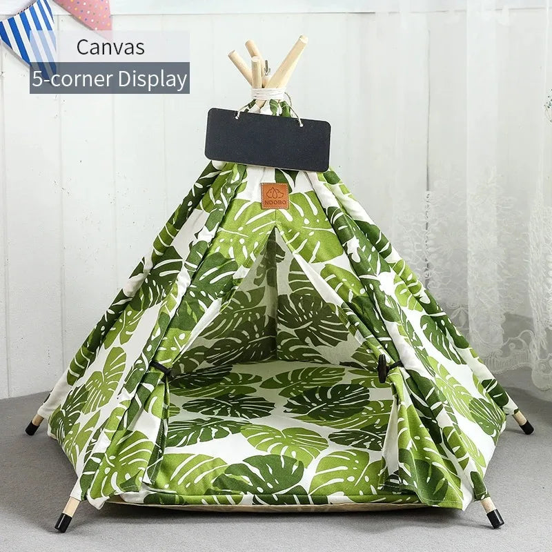 Pet Tent Portable Dog Houses Warm Plush Side Anti-Slip Base with Cushion for Small to Medium Dog & Cats Puppies House Removable