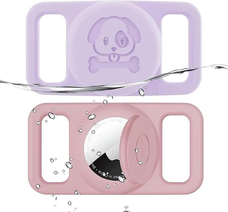 Airtag Dog Collar Holder 2 Pack Waterproof Silicone Hidden Loop Anti-Lost Tracker Accessory