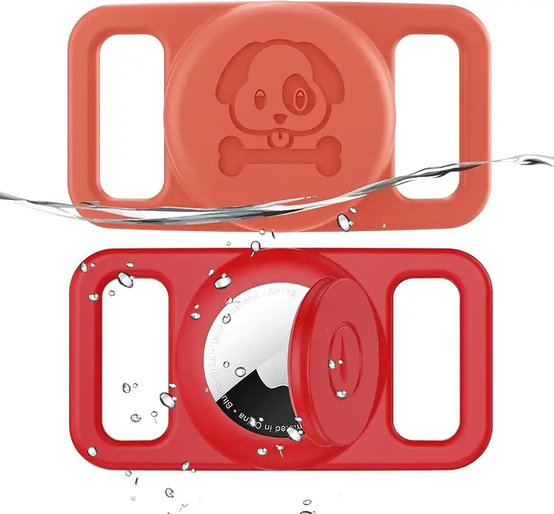Airtag Dog Collar Holder 2 Pack Waterproof Silicone Hidden Loop Anti-Lost Tracker Accessory