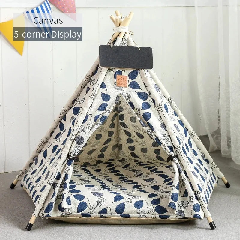 Pet Tent Portable Dog Houses Warm Plush Side Anti-Slip Base with Cushion for Small to Medium Dog & Cats Puppies House Removable