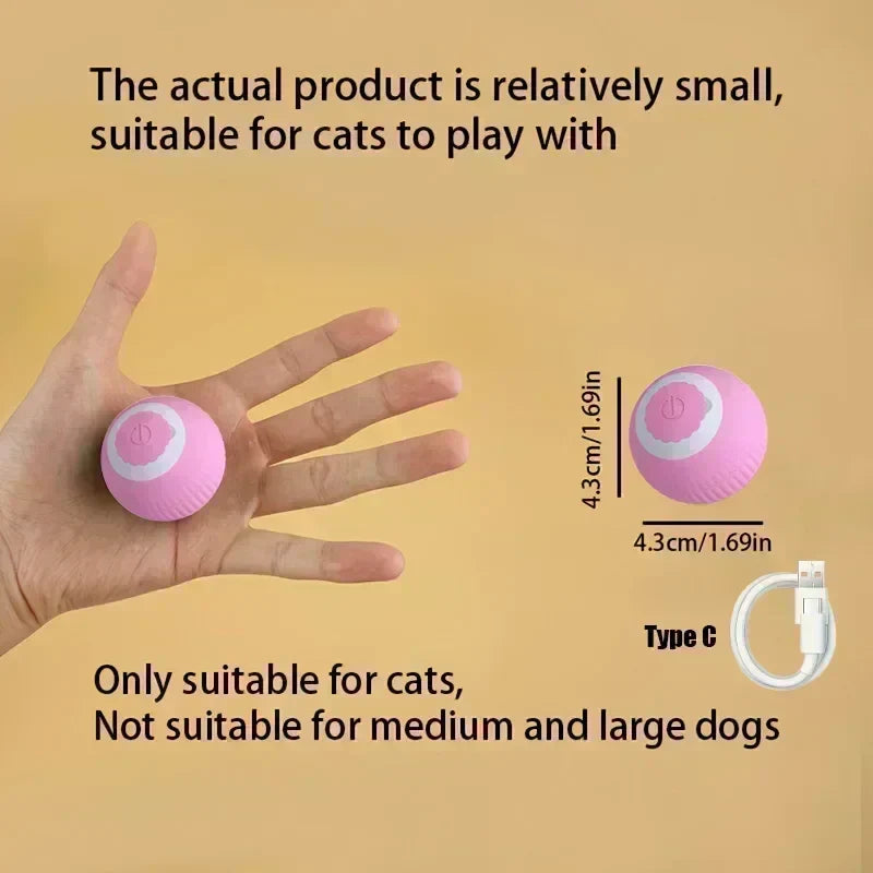 Cat Interactive Ball Rechargeable Smart Pet Electric Toy 3 Mode Automatic Rolling Ball Simulated Tail Dog Cat Training Teaser