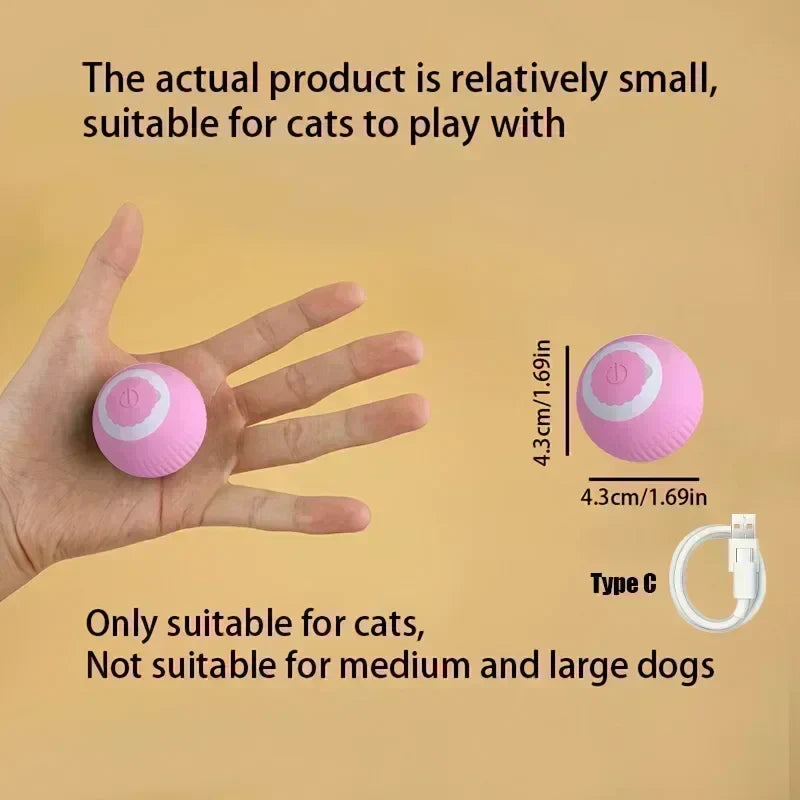 Cat Interactive Ball Rechargeable Smart Pet Electric Toy 3 Mode Automatic Rolling Ball Simulated Tail Dog Cat Training Teaser